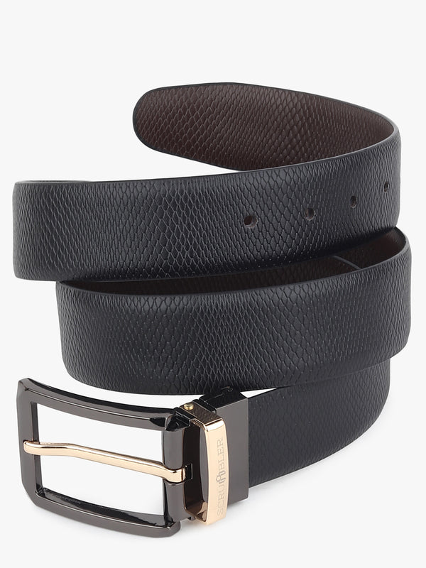 SNAKE TEXTURED DUAL TONE BUCKLE BELT