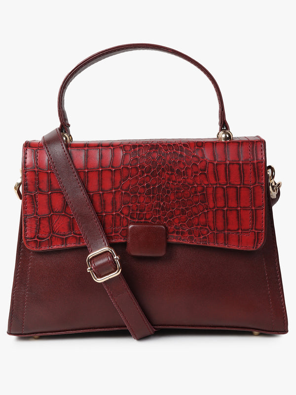 BELLAMORA CROC HANDBAG MAROON