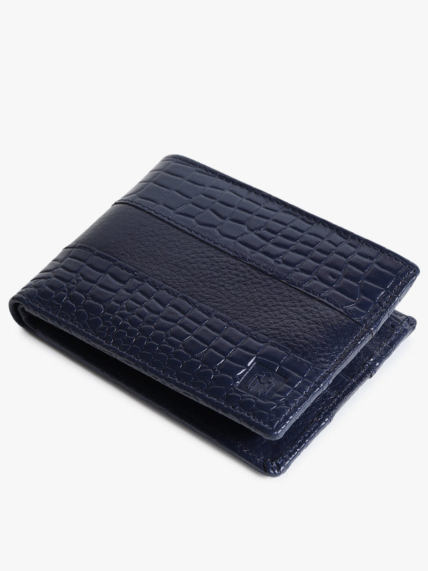 BLUE LEATHER WALLET WITH DETACHABLE CARDHOLDER