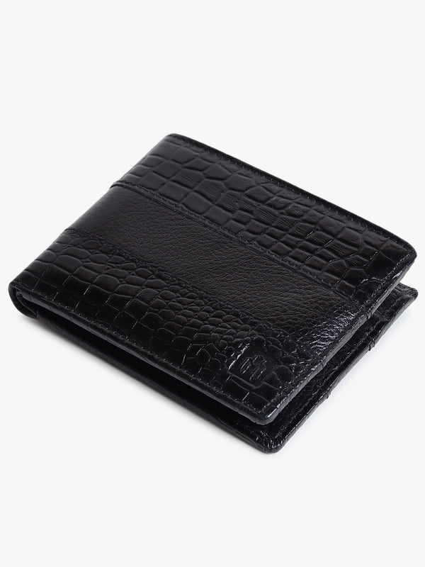 BLACK LEATHER WALLET WITH DETACHABLE CARDHOLDER