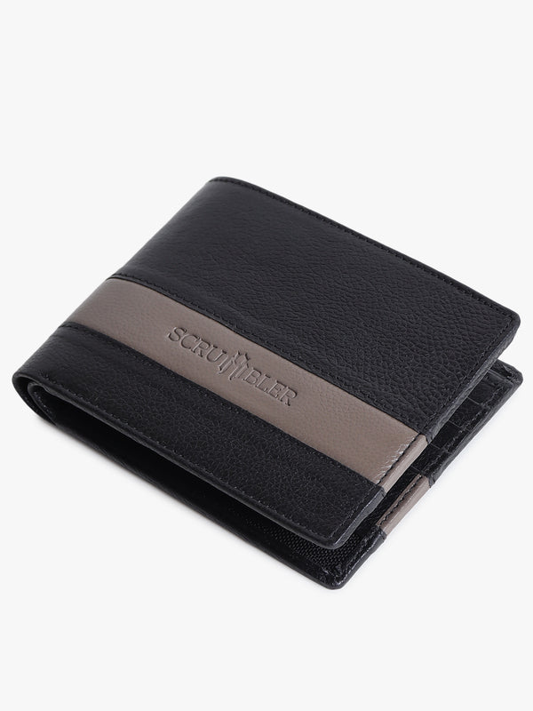 STRIPED BLACK LEATHER WALLET