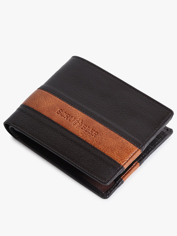 STRIPED BROWN LEATHER WALLET