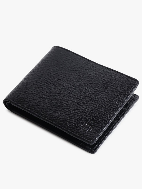 BLACK PLAIN LEATHER WALLET